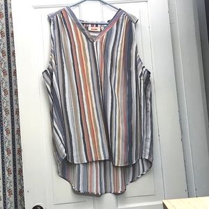 Striped Sleeveless Blouse 2x